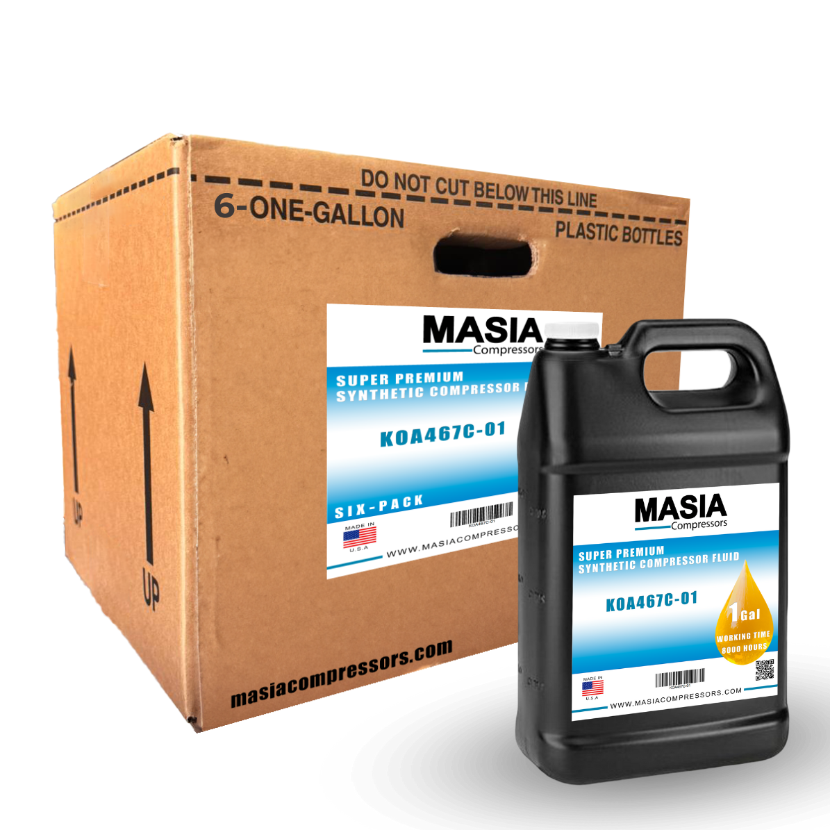 KOA467C PAO Synthetic Oil Compressor 8000H Atlas Copco Kaeser. 6-Gal Pack