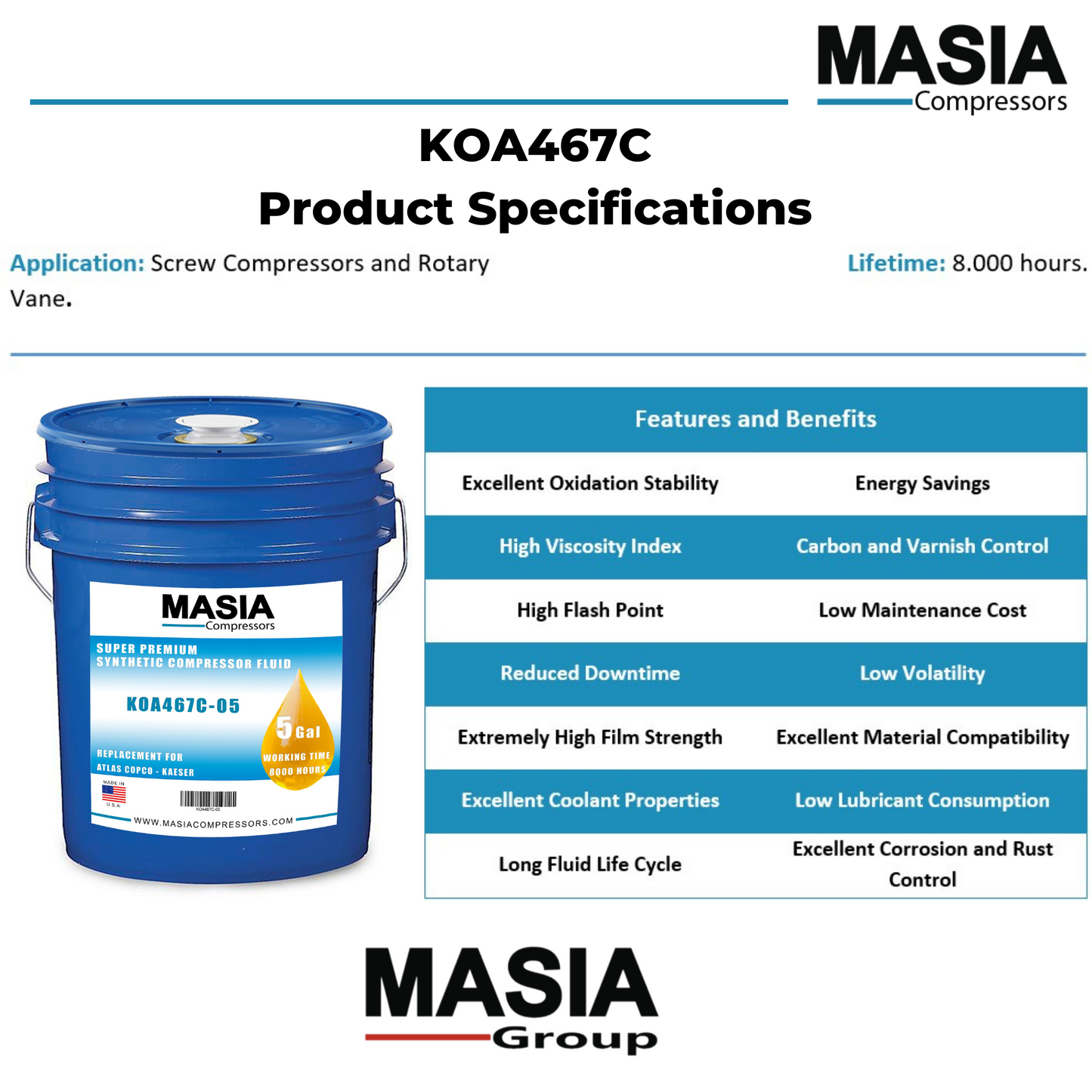 9.5409.00010 Lubricant for Compressor Compatible with Kaeser - 6 gal